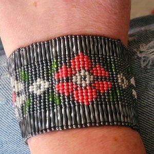 Beautiful Beaded Flower Cuff bracelet